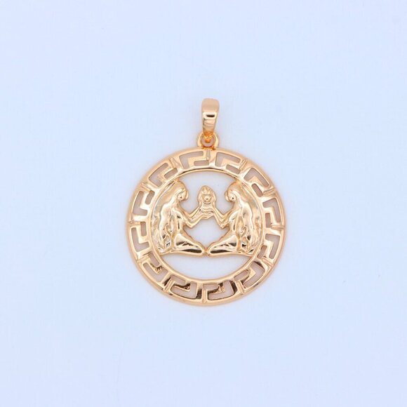 "Zodiac Twins Rose Gold Pendant with Polished Circular Frame Design, XPPT1330 - Picture 13 of 13